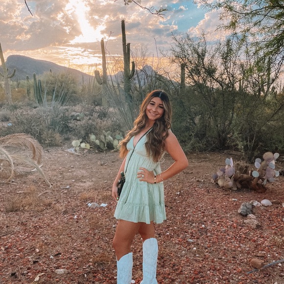 Seafoam Green Summer Babydoll Dress - Picture 1 of 4